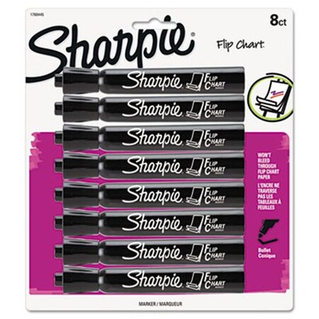 Sharpe Manufacturing Sharpie 1760445 Flip Chart Marker  Bullet Tip  Black  8 per Card 1760445